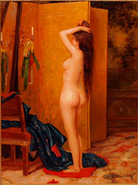 Girl after bath painting - Unknown Artist Girl after bath art painting
